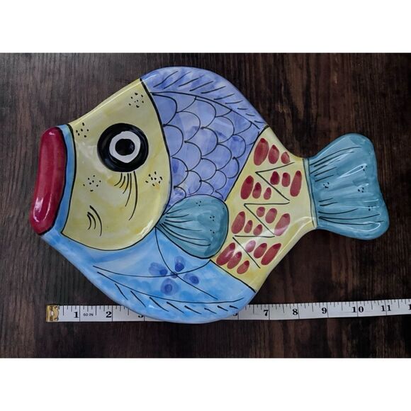 Vintage Italian Vietri Desuir Hand-Painted Ceramic WALL PLAQUE 3D - Picture 4 of 7